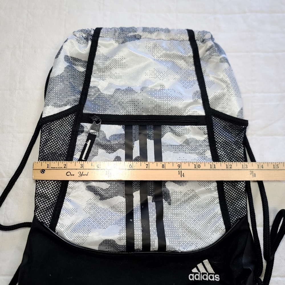 Adidas Drawstring Backpack Black Silver Camo - image 3